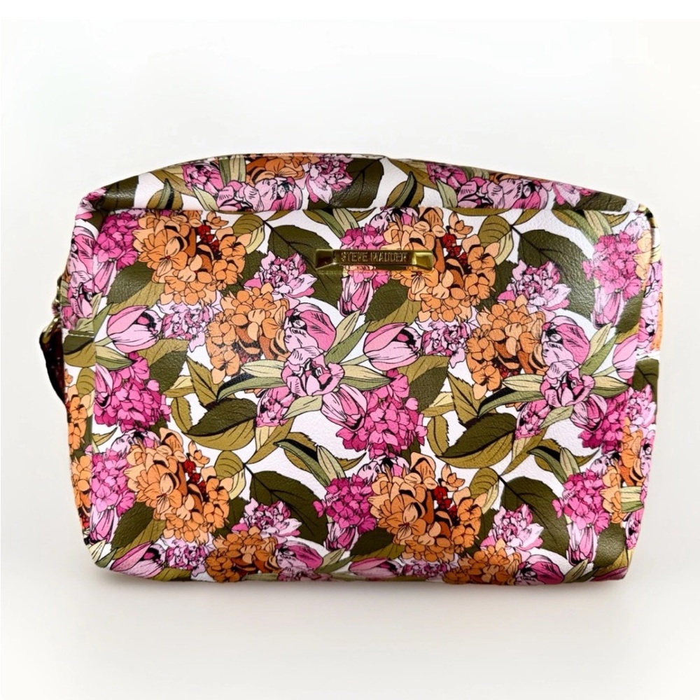Steve Madden Floral Double Zipper XL Cosmetic Travel Bag